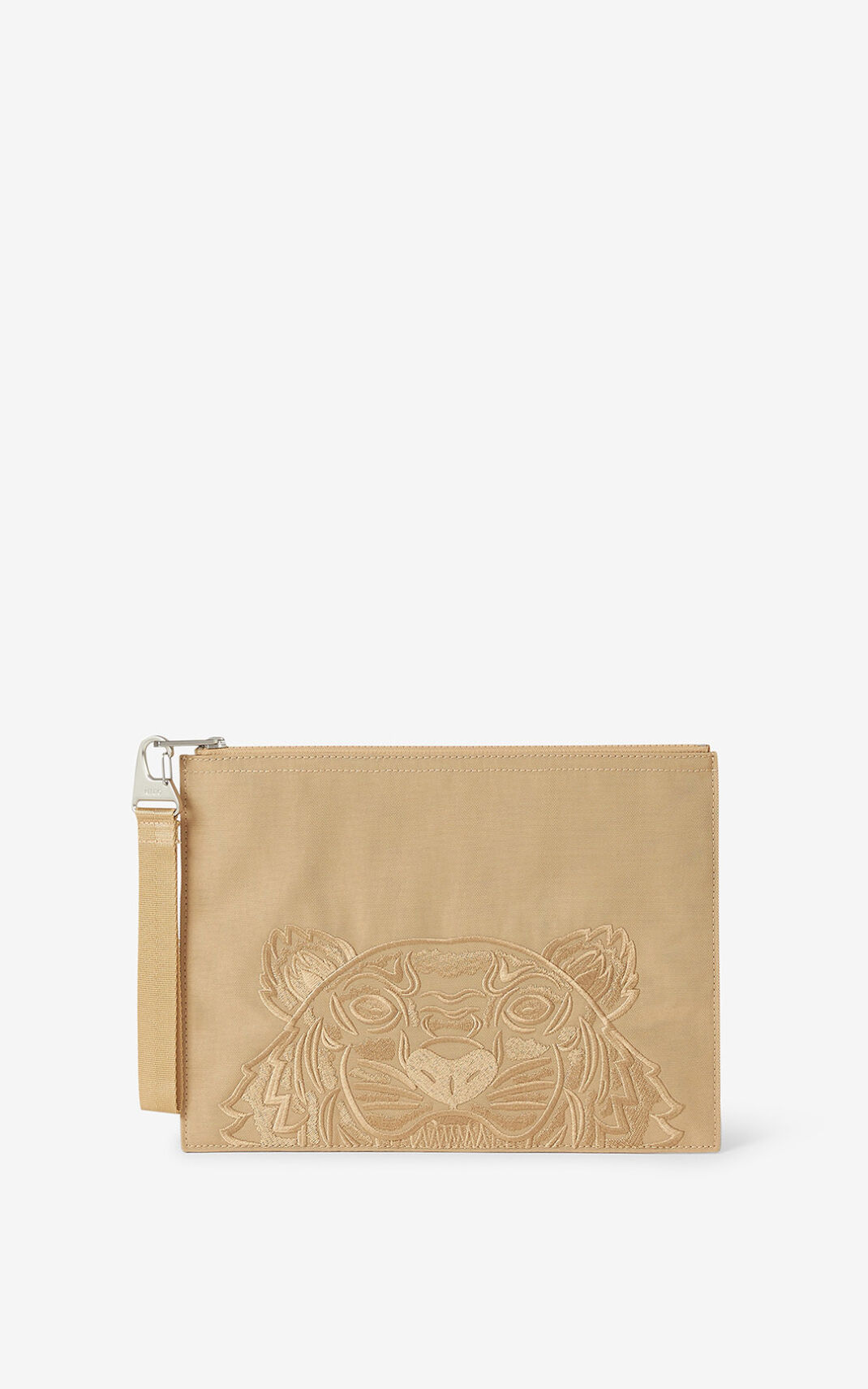 Kenzo Large Lona Kampus Tiger Clutch Hombre Beige | 9362871-SG